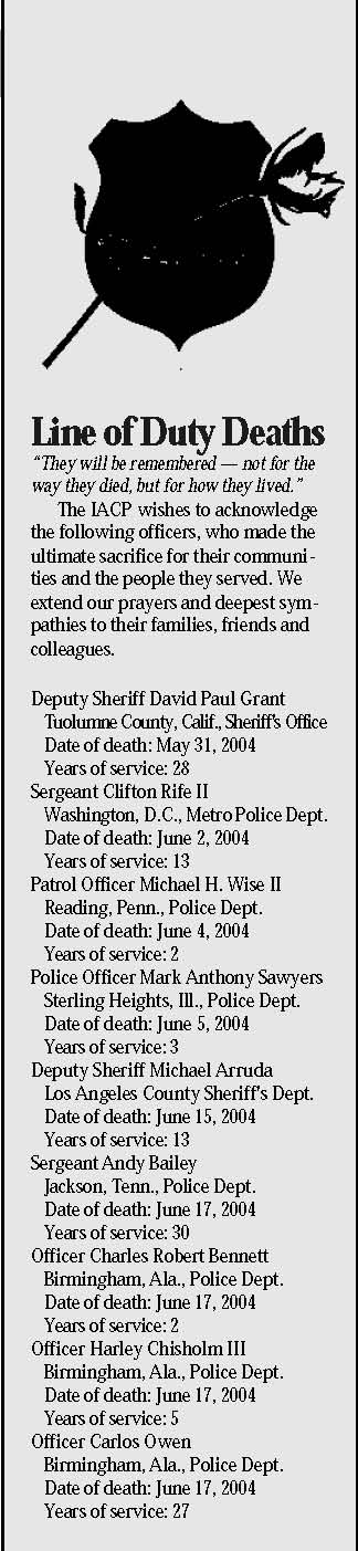 Line Of Duty Deaths August 2004 Police Chief Magazine 6029