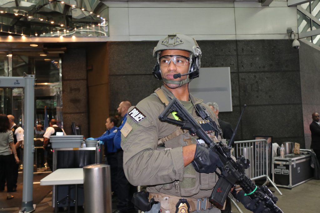 A DSS special agent with an MSD unit secures a location used during the U.N. General Assembly in New York City, on September 26, 2018. MSD teams often augment security at major international gatherings such as UNGA, and assist with protecting the U.S. Secretary of State has he travels to high-risk locations.(U.S. Department of State Photo)