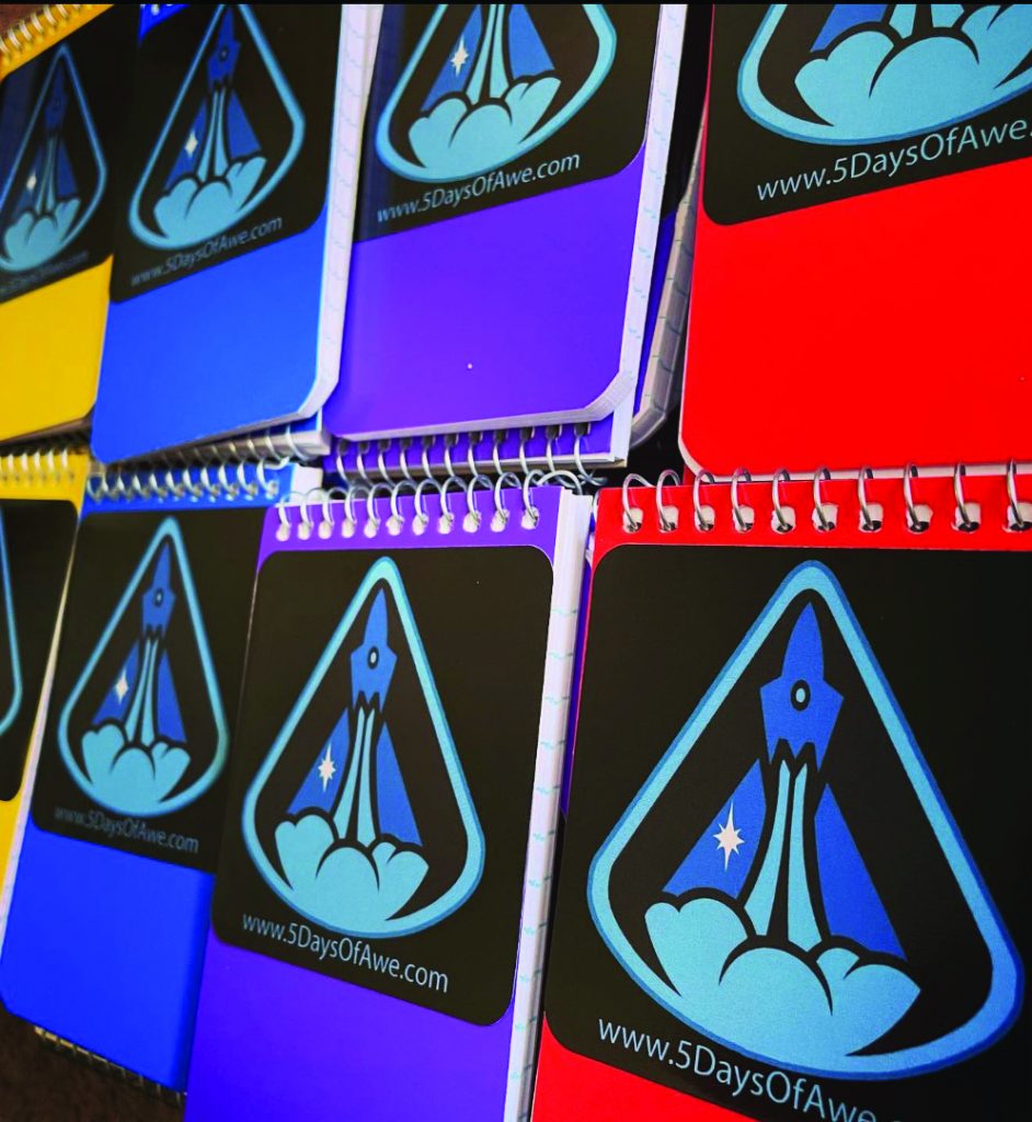 Notebooks provided for participants of the Awe Project.