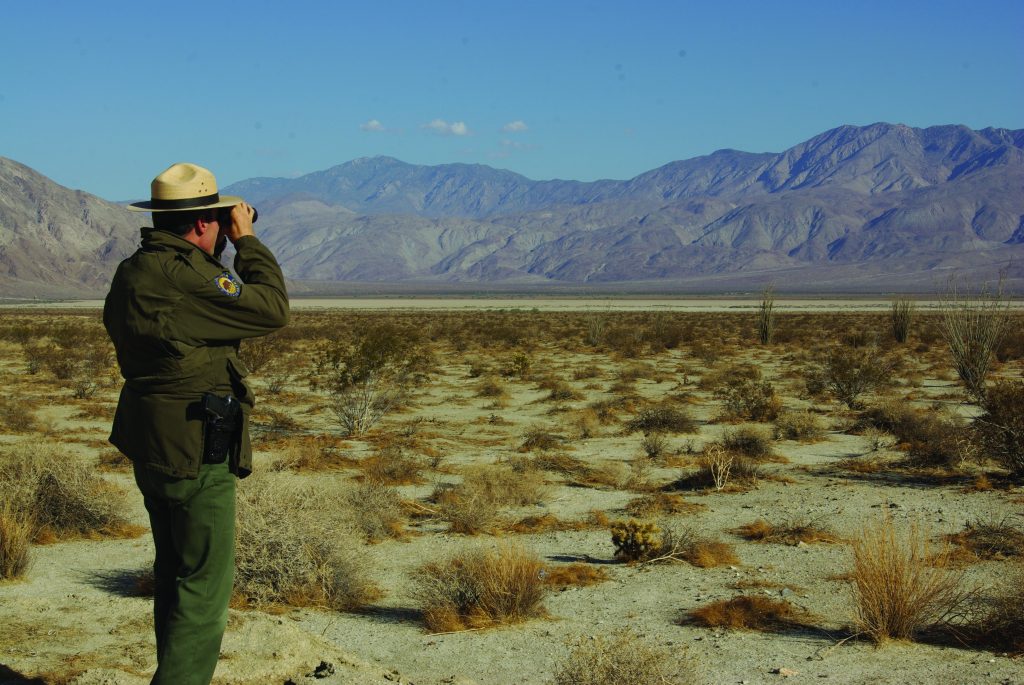 California State Park Ranger Steve Bier surveying the Santa Rosa Mountains