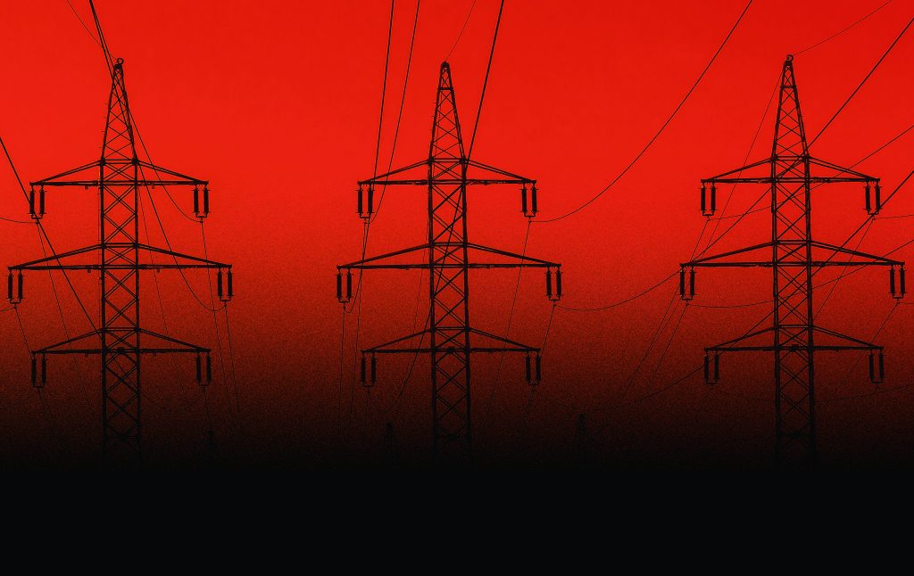 Electricity pylons with red background - Police Chief Magazine