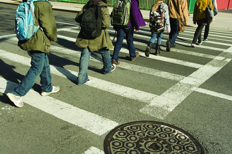 Children walking across road - Police Chief Magazine