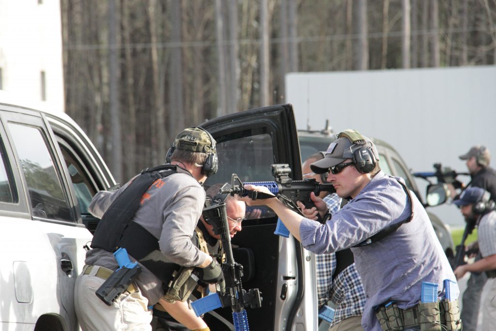 High-threat training image SUV assault weapons and DSS agents